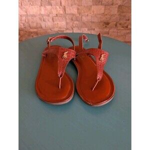 Polo Ralph Lauren Tierney Girls Faux Leather  Sandals Preppy Classic Kids Sz 13